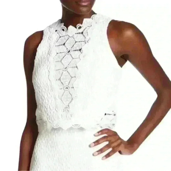 Rebecca Taylor “Dia” Eyelet Lace Cropped White Sleeveless Top Size 2 EUC! - Picture 2 of 12